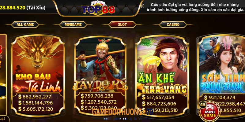 Nổ hũ đổi thưởng Top88 & bí quyết ăn tiền 99% game thủ không thể bỏ lỡ